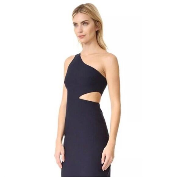 CINQ a SEPT Navy Leonella One Shoulder Long Maxi Dress Size 8 - Picture 10 of 10